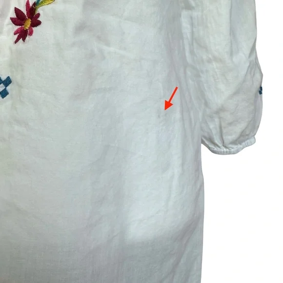 Johnny Was 3J Workshop White Embroidered  Blouse‎ Sz XS - Picture 9 of 11